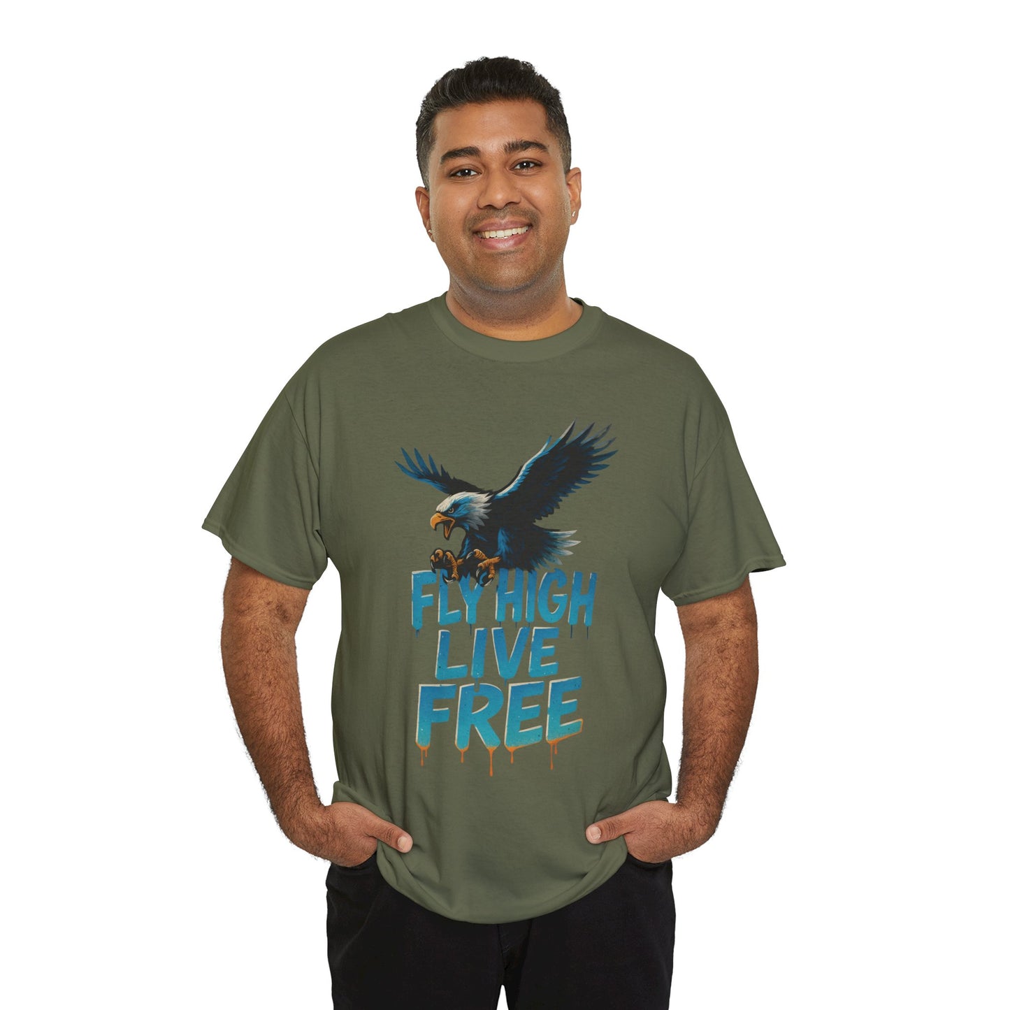 Fly High Live Free Eagle Graphic Mens T-Shirt, Eagle Tee, Fly Free Tee, Wild Flight