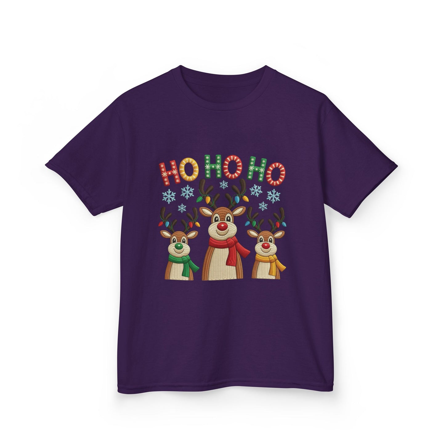 Ho Ho Ho Reindeer T-Shirt for Girl, Cute Christmas Kids Holiday Tee
