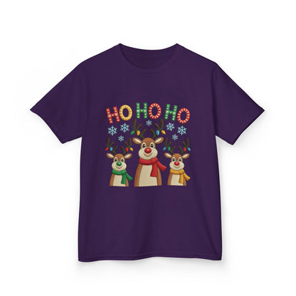 Ho Ho Ho Reindeer T-Shirt for Girl, Cute Christmas Kids Holiday Tee
