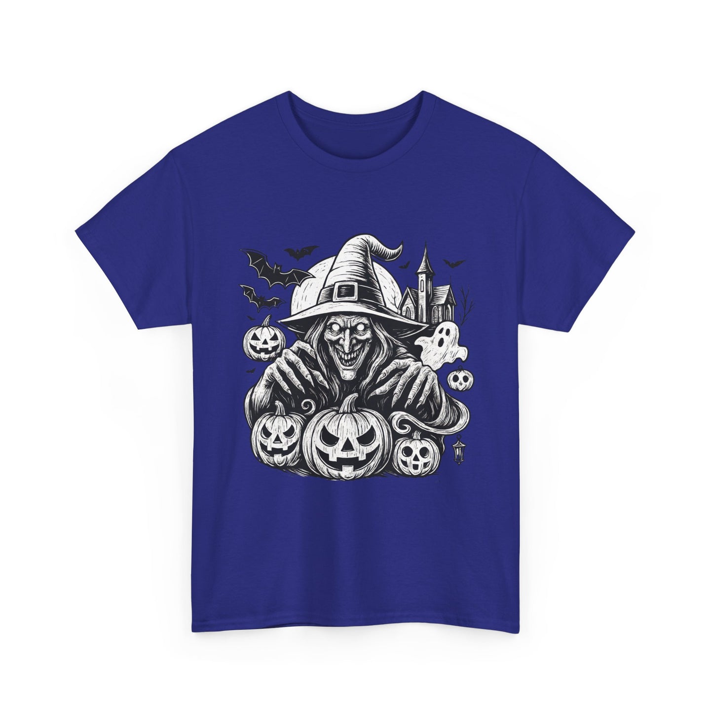 Scary Witch Halloween Shirt Women, Gothic Pumpkin Ghost Tee, Spooky Horror Tee with Bats