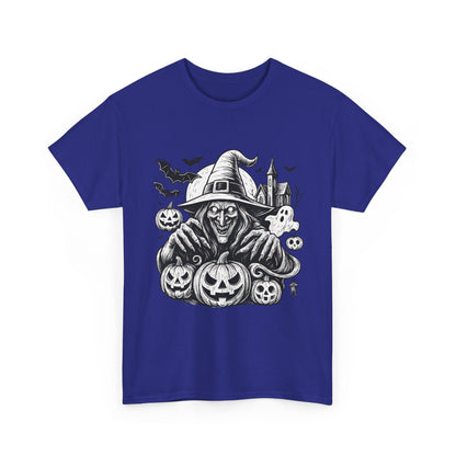 Scary Witch Halloween Shirt Women, Gothic Pumpkin Ghost Tee, Spooky Horror Tee with Bats
