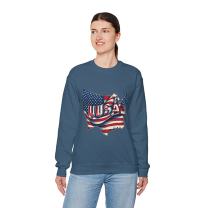 Patriotic USA Crewneck Sweatshirt, Unisex Sweatshirt, American Flag Apparel, Casual Comfort, Great for Independence Day and Holidays