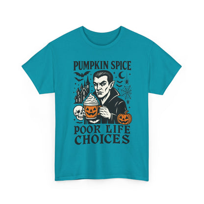 Pumpkin Spice Poor Life Choices Men's T-Shirt, Funny Vampire Coffee Halloween Graphic Tee
