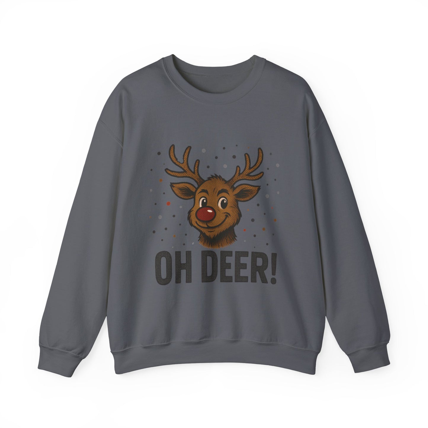 Men's Oh Deer Funny Christmas Sweatshirt, Reindeer Holiday Pullover