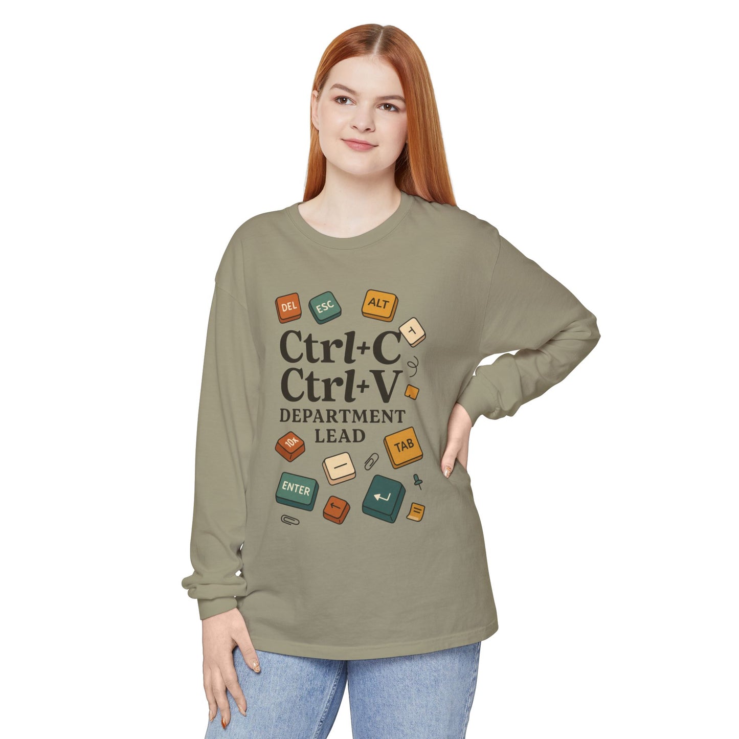 Graphic Long Sleeve Tee, Ctrl+C Ctrl+V Department Lead, Funny Office Humor Shirt, Programmer Gift, Tech Nerd Tee, IT Department Apparel