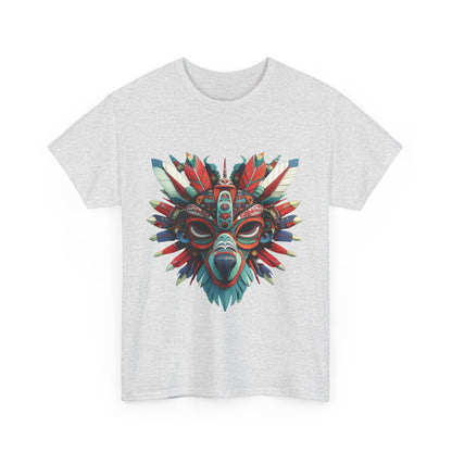 Tribal Wolf Mask T-Shirt, Colorful Native Spirit Animal Tee, Unisex Heavy Cotton Graphic Shirt, Boho Ethnic Festival Top,Gift for Art Lovers