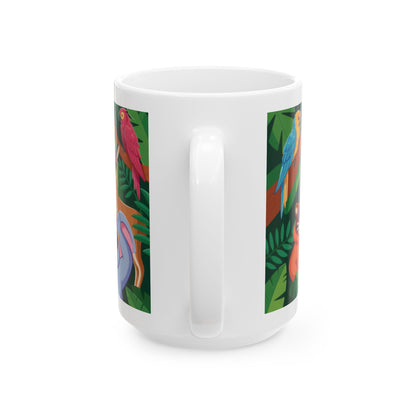 Vibrant Jungle Friends Mug - Fun Drinkware for Animal Lovers, Coffee Tea Mug, Gift for Kids, Birthday Party Favor, Nature Decor
