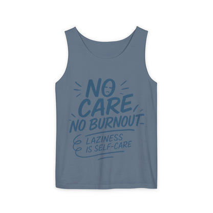 Mens Lazy Life Tank Top, No Care No Burnout Funny Quote, Workout Gym Sleeveless Shirt, Humor Gift for Him, Gift for Mental Health Awareness