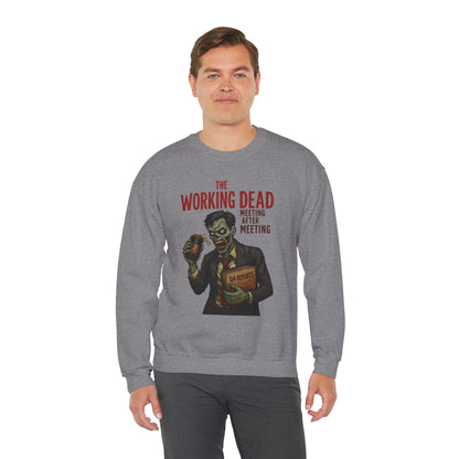 The Working Dead Men's Funny Zombie Sweatshirt, Office Humor Crewneck, Halloween Work Top