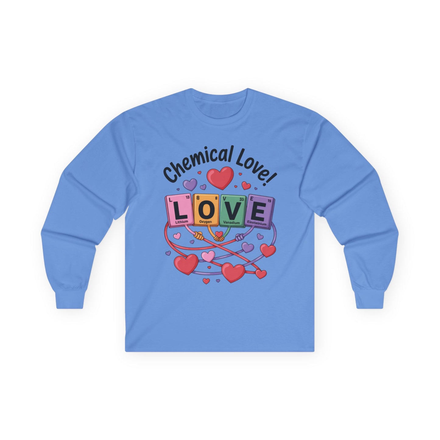 Chemical Love Women's Long Sleeve Tee, Valentine's Day Gift, Cute Chemistry Shirt, Science Lover Apparel, Relationship Humor