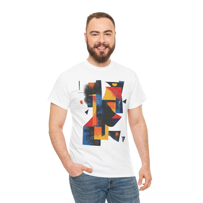Abstract Geometric Art T-Shirt, Colorful Unisex Heavy Cotton Tee, Modern Artistic Shirt, Bold Graphic Print Tee