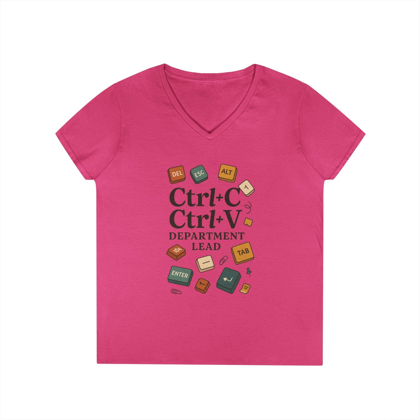 Tech Savvy Ladies' V-Neck T-Shirt, Funny Coding Tee, Programmer Gift, Office Humor Top, CTRL C V Shirt, Work From Home Clothes