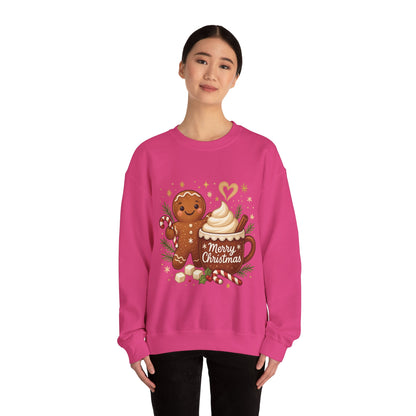 Women's Gingerbread - Hot Cocoa Christmas Sweatshirt,  Cozy Holiday Pullover, Women's Heavy Blend™ Crewneck Sweatshirt