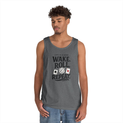 Game Themed Tank Top, Casual Tee, Gift for Gamers, Fun Workout Top, Funny Dice & Cards Shirt, Unisex Gambling Gift
