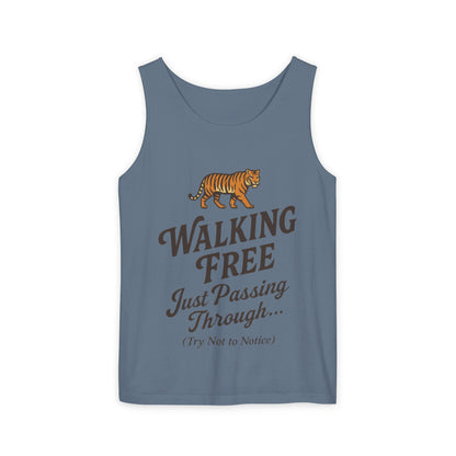 Walking Free Mens Tiger Tank Top, Funny Sleeveless Shirt - Wild Animal Summer Top, Mens Beachwear, Gift for Wild Life Lovers