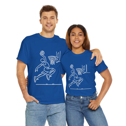 Basketball Slam Dunk Line Art Shirt, Unisex Heavy Cotton Tee, Sportswear, Gift for Athletes, Streetwear, Basketball Player T-Shirt