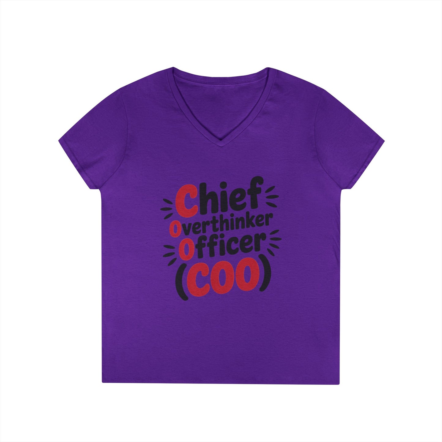 Ladies' V-Neck T-Shirt, Women's COO T-Shirt, Chief Overthinker Officer Funny Graphic Tee, Sarcastic Work Shirt