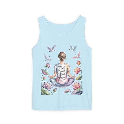 Meditation Floral Womens Tank Top, Find Your Inner Peace, Yoga Apparel, Gift for Mindfulness, Summer Relaxed Wear