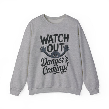 Mens Casual Crewneck Sweatshirt with Warning Message, Funny Gift for Friends, Cozy Layer for Everyone, Great for Halloween, Fall