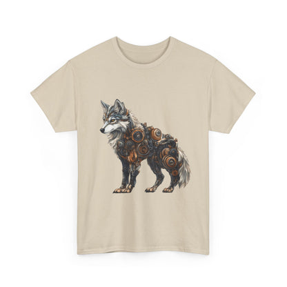 Steampunk Wolf Tee, Mechanical Wolf T-Shirt, Unisex Heavy Cotton Shirt, Graphic T-Shirt, Unique Design,Futuristic Animal Lover Gift Shirt