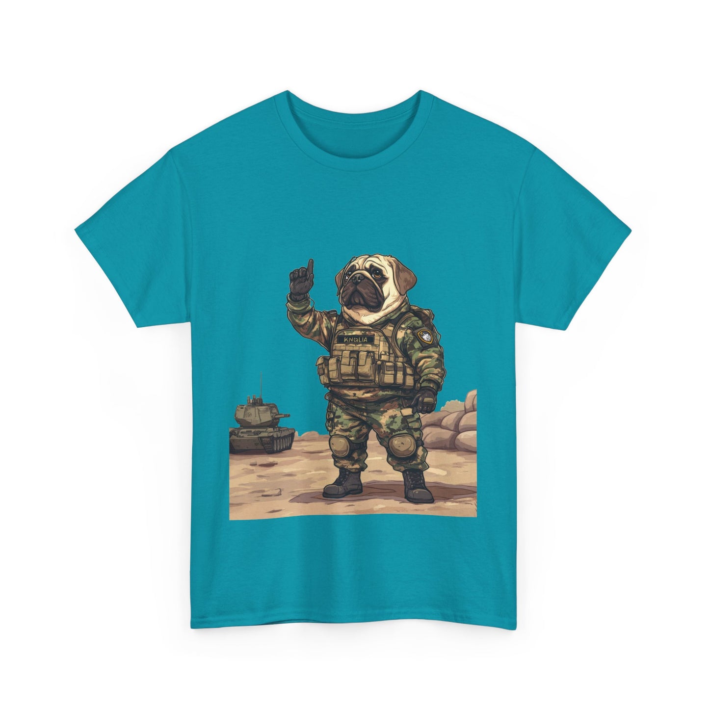 Cute Army Bulldog Tee, Funny Dog Army Pug Men's Heavy Cotton Tee, Pet Lovers Gift, Military Humor Clothing, Dog Dad T-Shirt