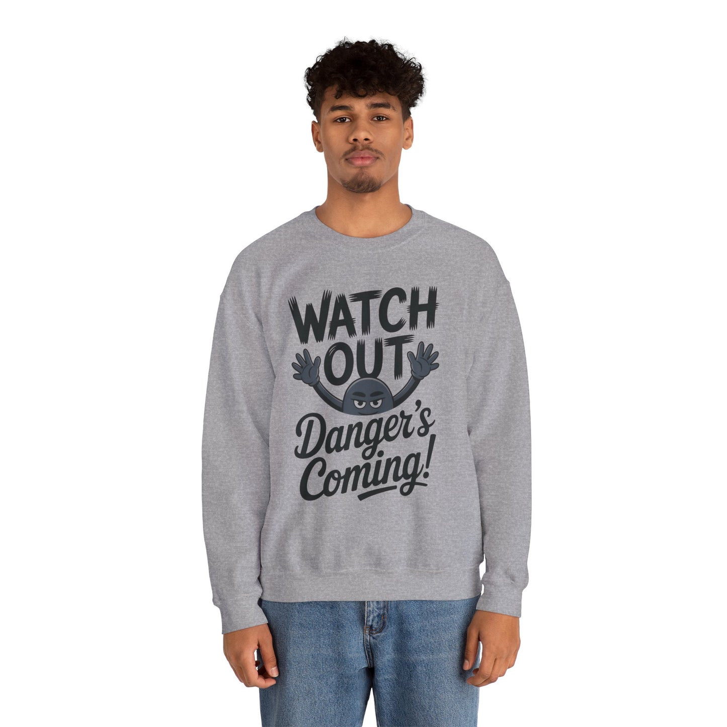 Mens Casual Crewneck Sweatshirt with Warning Message, Funny Gift for Friends, Cozy Layer for Everyone, Great for Halloween, Fall