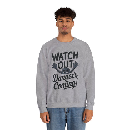Mens Casual Crewneck Sweatshirt with Warning Message, Funny Gift for Friends, Cozy Layer for Everyone, Great for Halloween, Fall