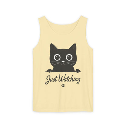 Just Watching Cat Womens Tank Top - Cute Black Kitty Sleeveless Shirt - Funny Summer Cat Lover Gift, Summer Beach Wear, Pet Themed Apparel