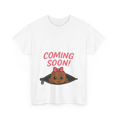 Coming Soon Maternity Tee, Cute Baby Girl Pregnancy Announcement Tee, Funny Expecting Mom Gift, Gender Reveal Tee, Baby Shower Top