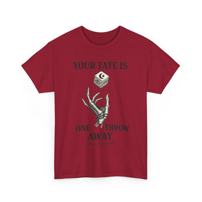 Your Fate Mens Heavy Cotton Tee, Skeleton Dice Graphic T-Shirt, Trendy Gift for Gamers, Gambling Tee, Unique Quote Apparel