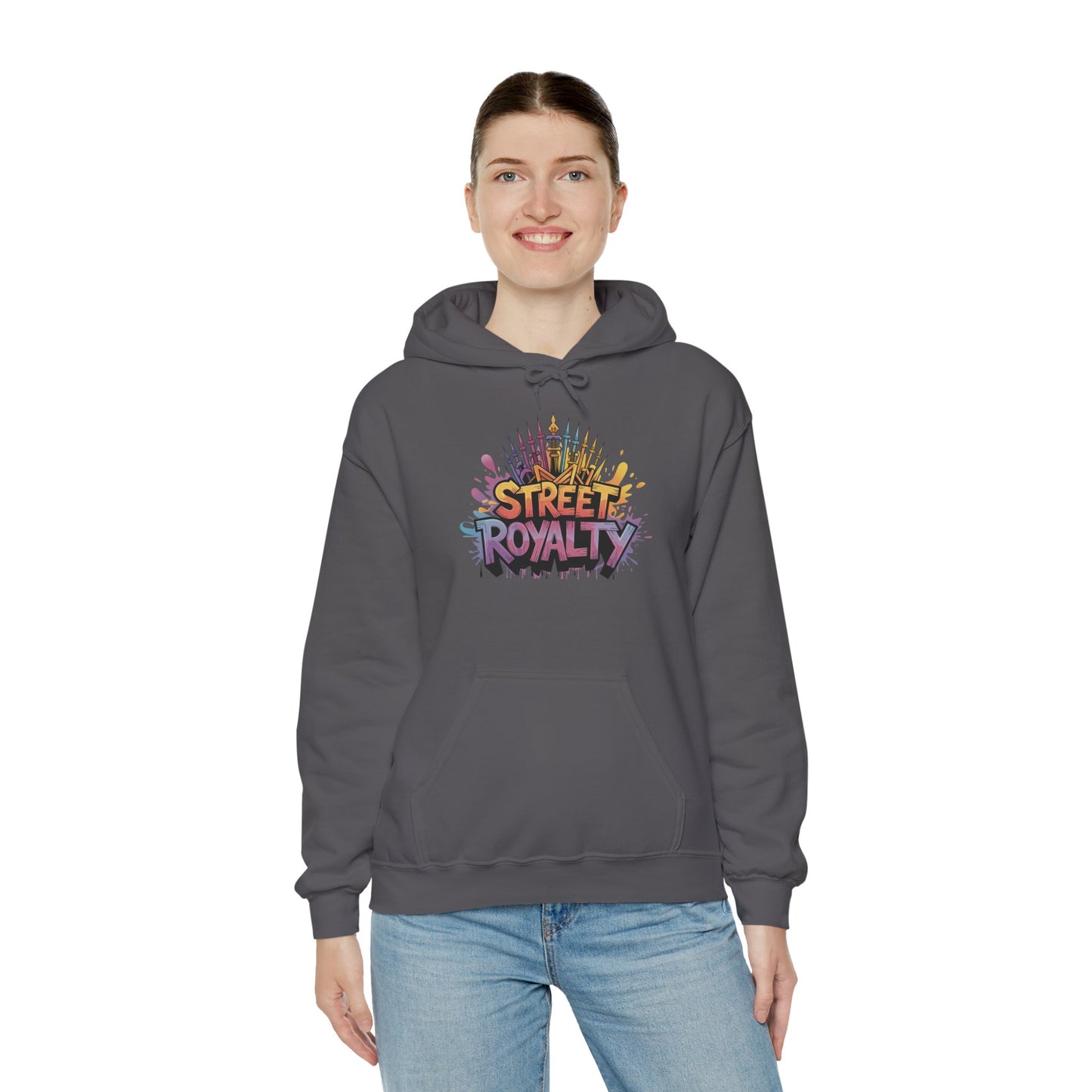 Street Royalty Women's Hoodie, Graffiti Crown Graphic Pullover, Urban Streetwear Sweatshirt for Girls