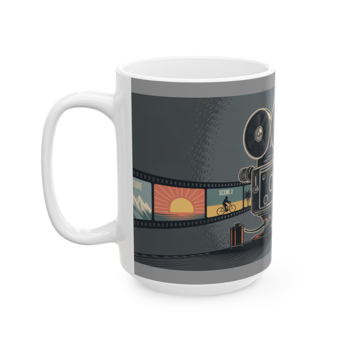 Vintage Movie Camera Ceramic Mug - Perfect Gift for Filmmakers, Photographers, Movie Lovers, Cinematic Coffee Cup, Retro Movie Lover Mug