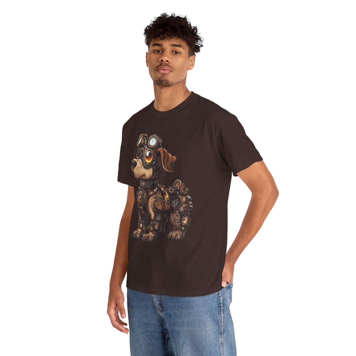 Cyberpunk Pup Design Mens Tee, Steampunk Dog Tee, Dog Lover Gift, Vintage Style, Fun Graphic Tee, Quirky Pet Apparel