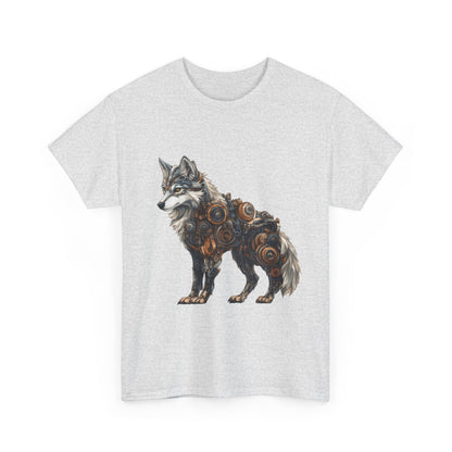 Steampunk Wolf Tee, Mechanical Wolf T-Shirt, Unisex Heavy Cotton Shirt, Graphic T-Shirt, Unique Design,Futuristic Animal Lover Gift Shirt