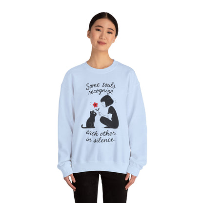 Soulful Cat and Human Crewneck Sweatshirt, Cozy Gift for Cat Lovers, Womens Sweatshirt, Animal Lover Apparel, Thoughtful Gift Idea