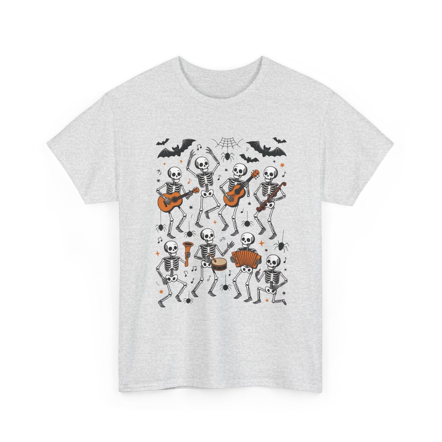 Dancing Skeleton Band Halloween T-Shirt for Women, Funny Spooky Music Tee, Cute Skeleton Party Shirt, Retro Halloween Top Gift Idea