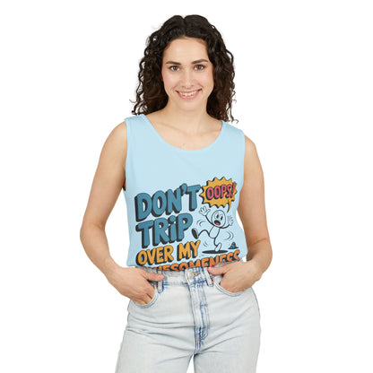 Funny Graphic Tank Top, Don't Trip Over My Awesomeness Tank, Womens Cotton Tank for Casual Wear, Gift for Friends, Birthday Gift, Humor Tee