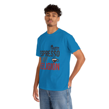 Espresso Is My Religion Coffee Rome Graphic Mens T-Shirt, Coffee Lover Gift