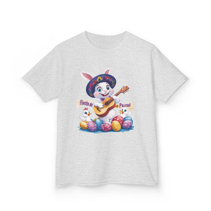 Mexican Easter Bunny Kids T-Shirt - Fiesta de Pascua Shirt with Guitar, Fun Spring Festival Tee, Colorful Holiday Gift for Children