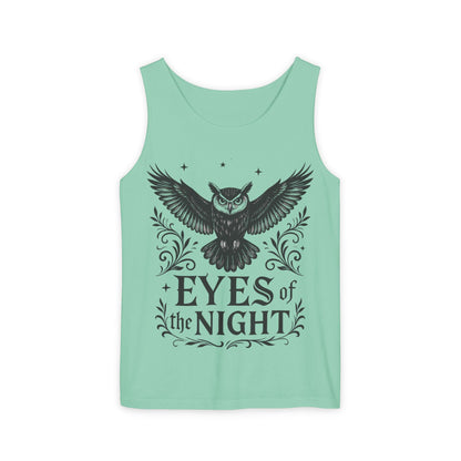 Eyes of the Night Owl Tank Top, Mens Summer Wear, Boho Aesthetic, Festival Outfit, Nature Lover Gift, Halloween Apparel