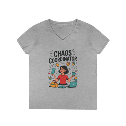 Chaos Coordinator Ladies' V-Neck T-Shirt, Funny Mom Shirt, Multitasking Mom Gift, Busy Mom Life Tee, Cute Mother's Day Gift for Mom