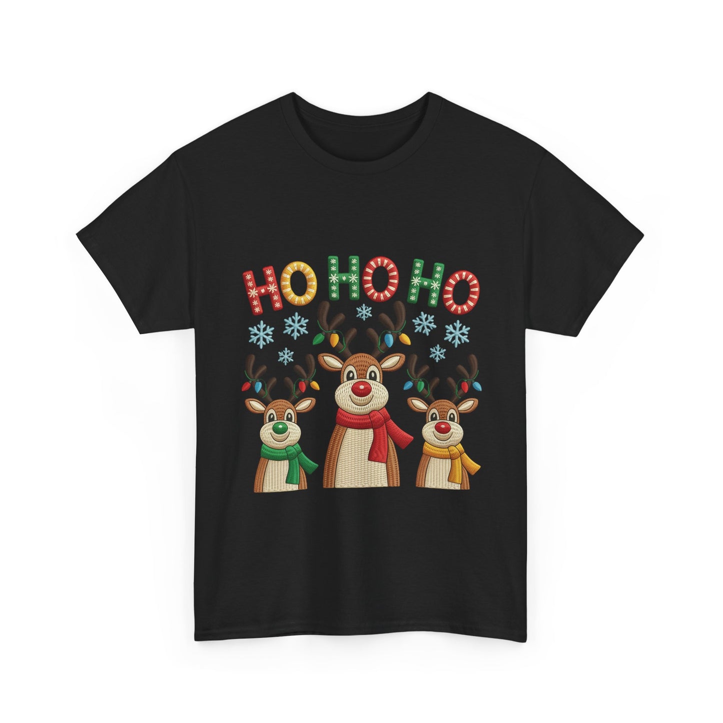 Ho Ho Ho Reindeer T-Shirt, Cute Christmas Tee for Women