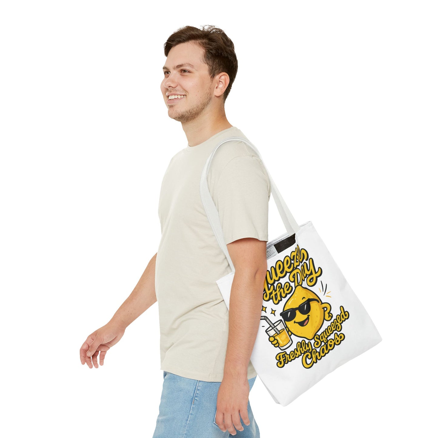 Lemon Themed Tote Bag, Squeeze the Day, Shopping Bag, Gift for Citrus Lovers, Eco-Friendly Carrier, Summer Accessory