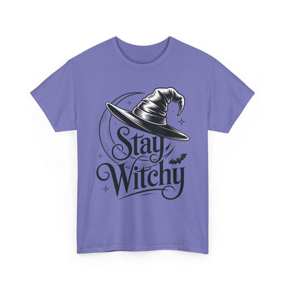 Stay Witchy Gothic Moon Witch Hat Women's T-Shirt, Minimalist Halloween Witchy Graphic Tee