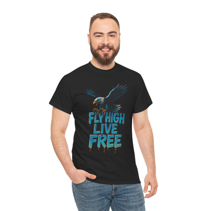 Fly High Live Free Eagle Graphic Mens T-Shirt, Eagle Tee, Fly Free Tee, Wild Flight