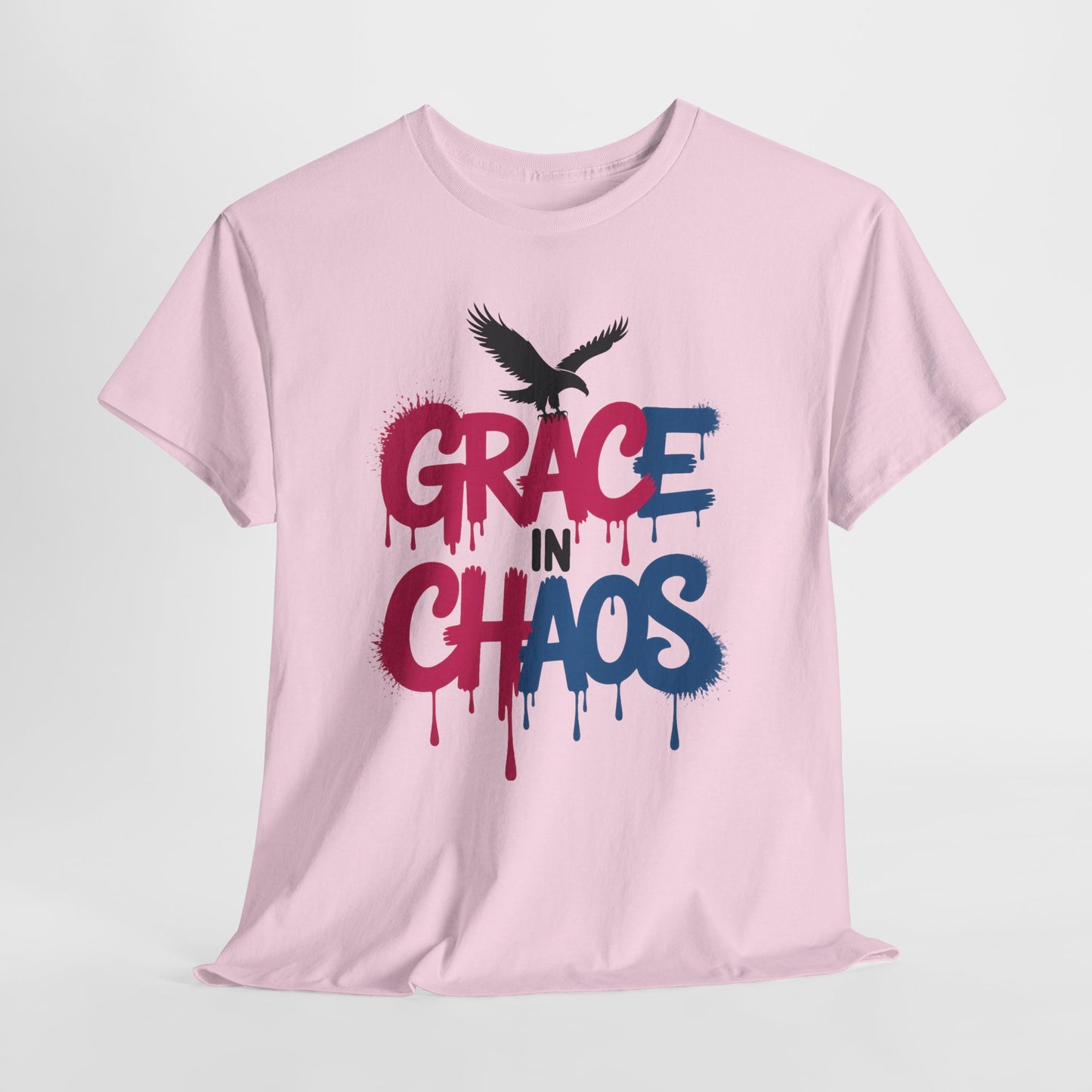 Womens Graffiti T-Shirt, Grace in Chaos Dripping Street Art Tee, Bold Urban Graphic Shirt
