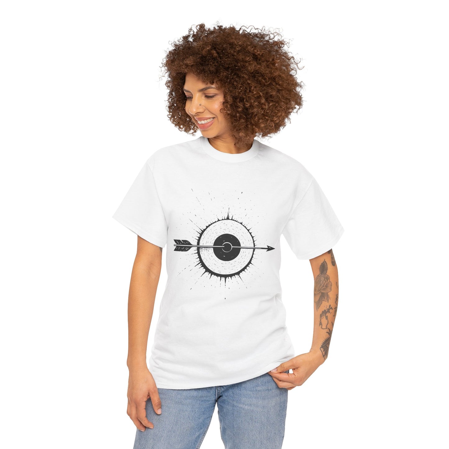 Artistic Arrow Graphic Unisex Cotton Tee, Motivational Shirt, Casual Wear, Gift for Him/Her, Trendy Fashion