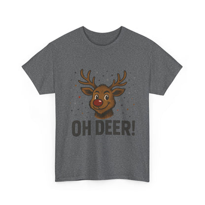 Men's Oh Deer Funny Christmas T-Shirt, Reindeer Holiday Graphic Tee