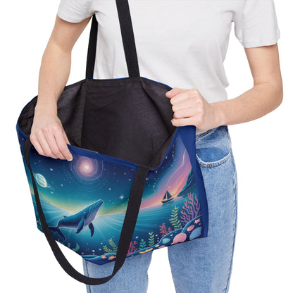 Whale Dreams Weekender Tote Bag - Ocean Sunset Carryall, Beach Bag, Travel Tote, Floral Design, Gift for Nature Lovers