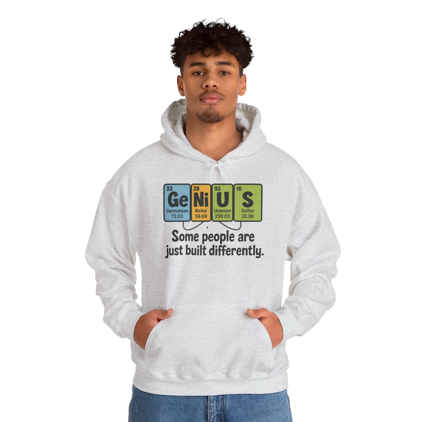 Funny Mens Genius Hoodie, Periodic Table Nerd Sweatshirt, Smart Science Pullover Gift for Him, Science Lover Apparel, Funny Hoodie